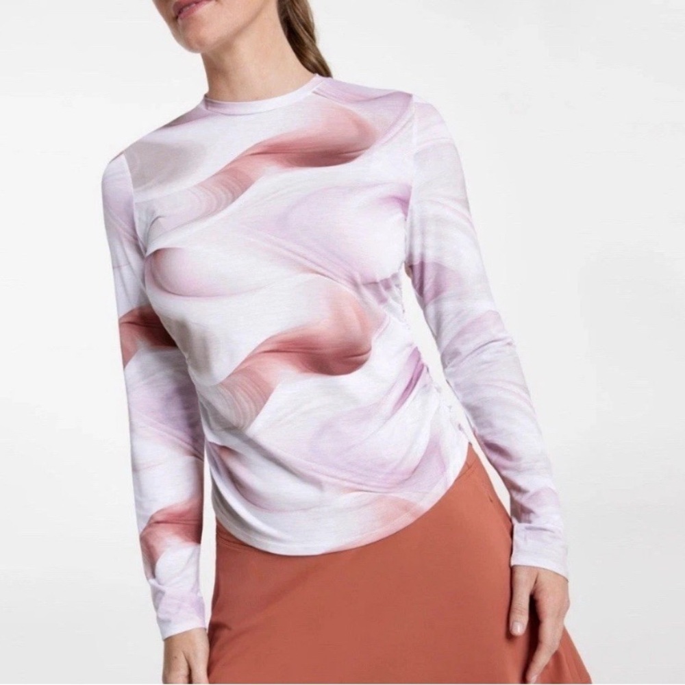 CALIA Tissue Texture Long Sleeve Crew Performance Top Golf UPF 40+ Size XXL